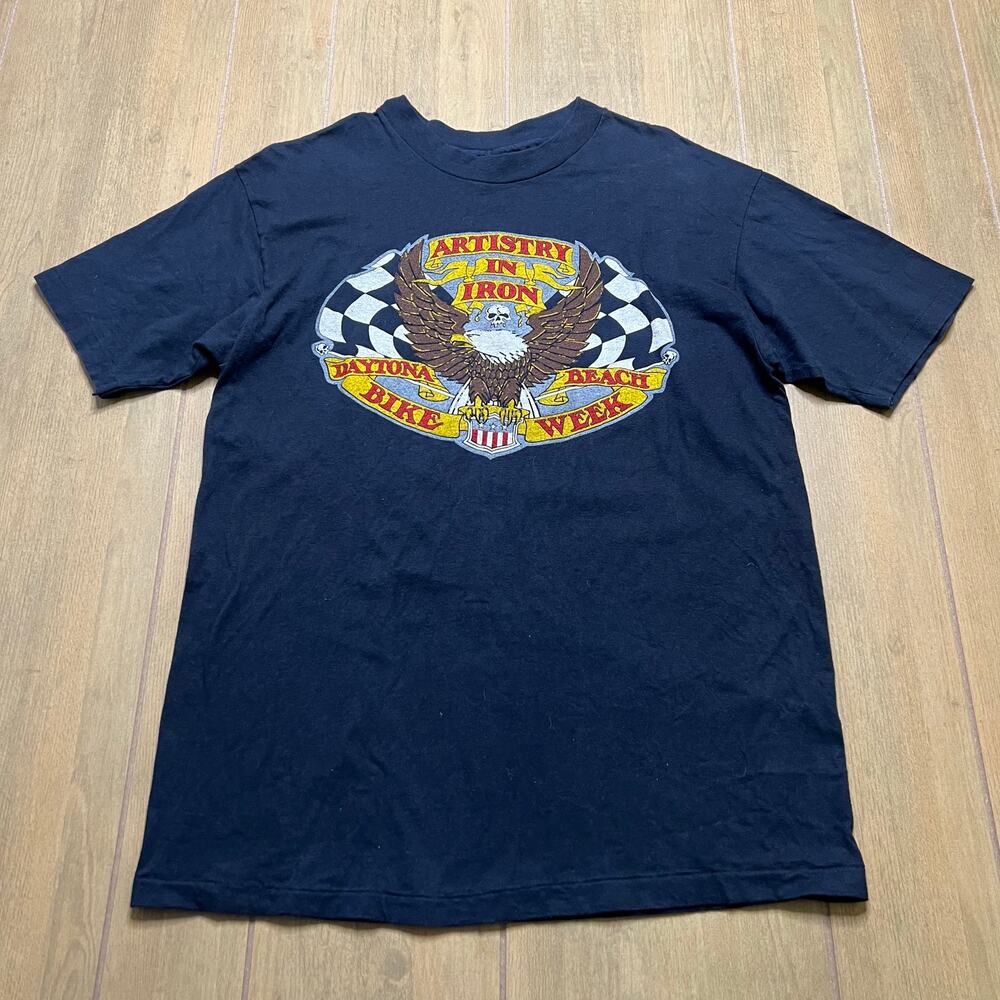 Vintage 1990 Daytona Beach Bike Week Artistry In Iron T Shirt USA Large